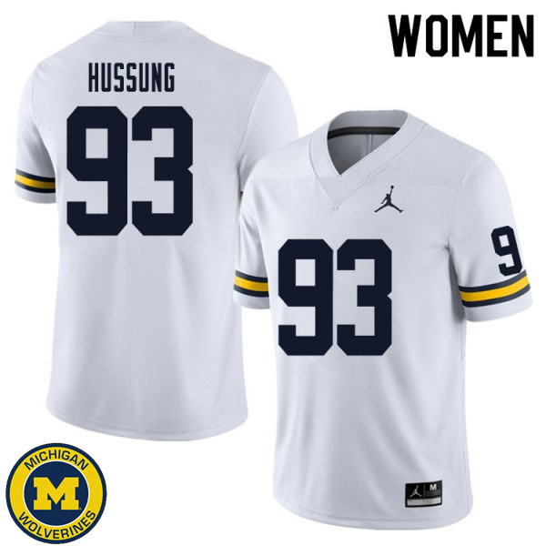 Women's University of Michigan #93 Cole Hussung White Player Jersey